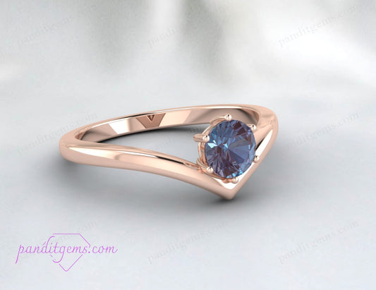 Embrace Elegance: The Timeless Allure of the 925 Silver Alexandrite Chevron V Shape Engagement Ring