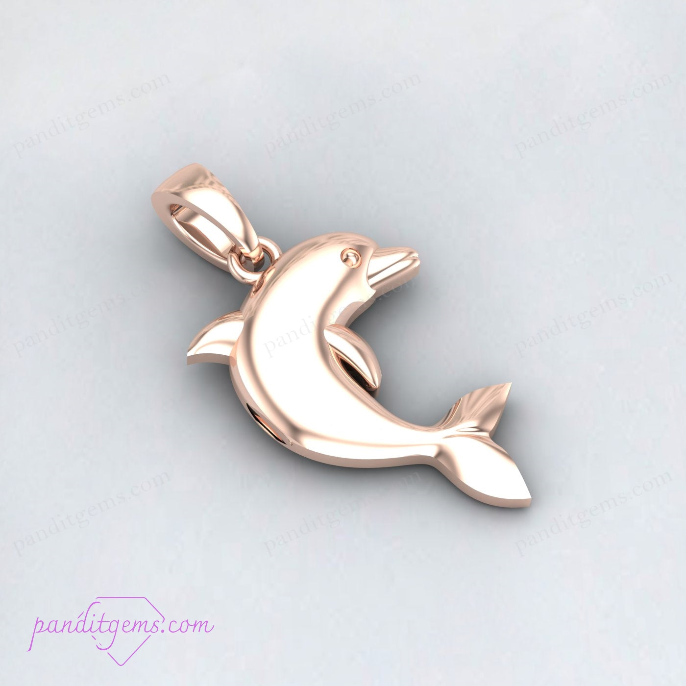 "14K gold dolphin charm necklace, ideal for sea enthusiasts."