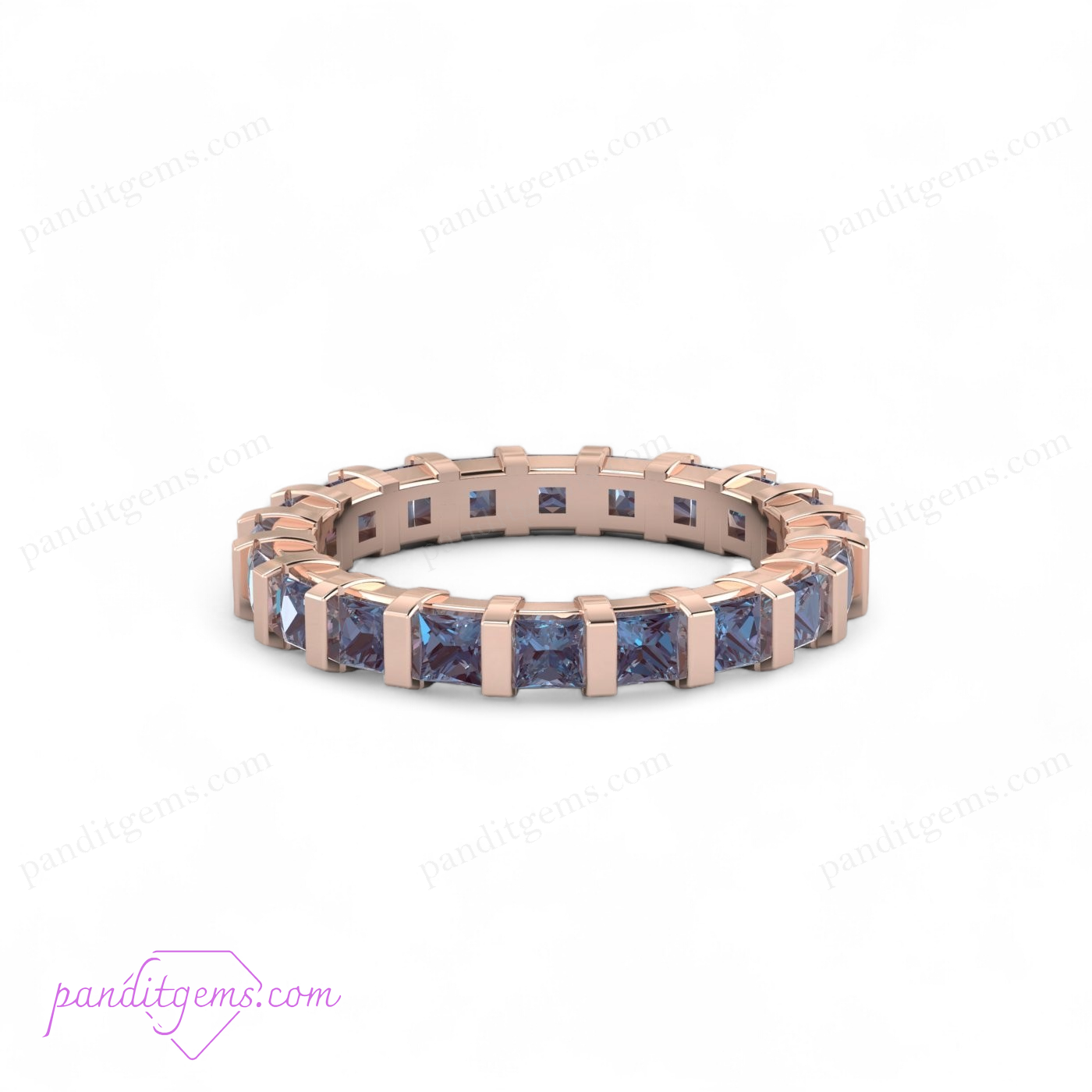 14k Gold Filled Alexandrite Eternity Band with Princess Cut Stones