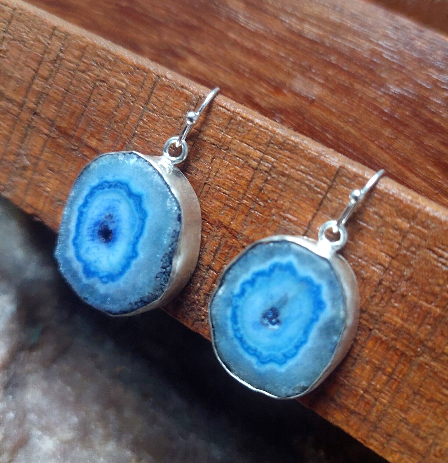 925 Sterling Silver Blue Solar Quartz Handmade Earrings Solar Gemstone Earrings