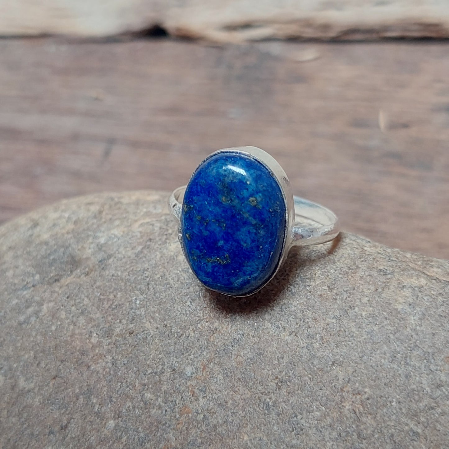 925 Sterling Silver Lapis Oval Stone Ring,Blue Lapis Lazuli Stone Men's Ring