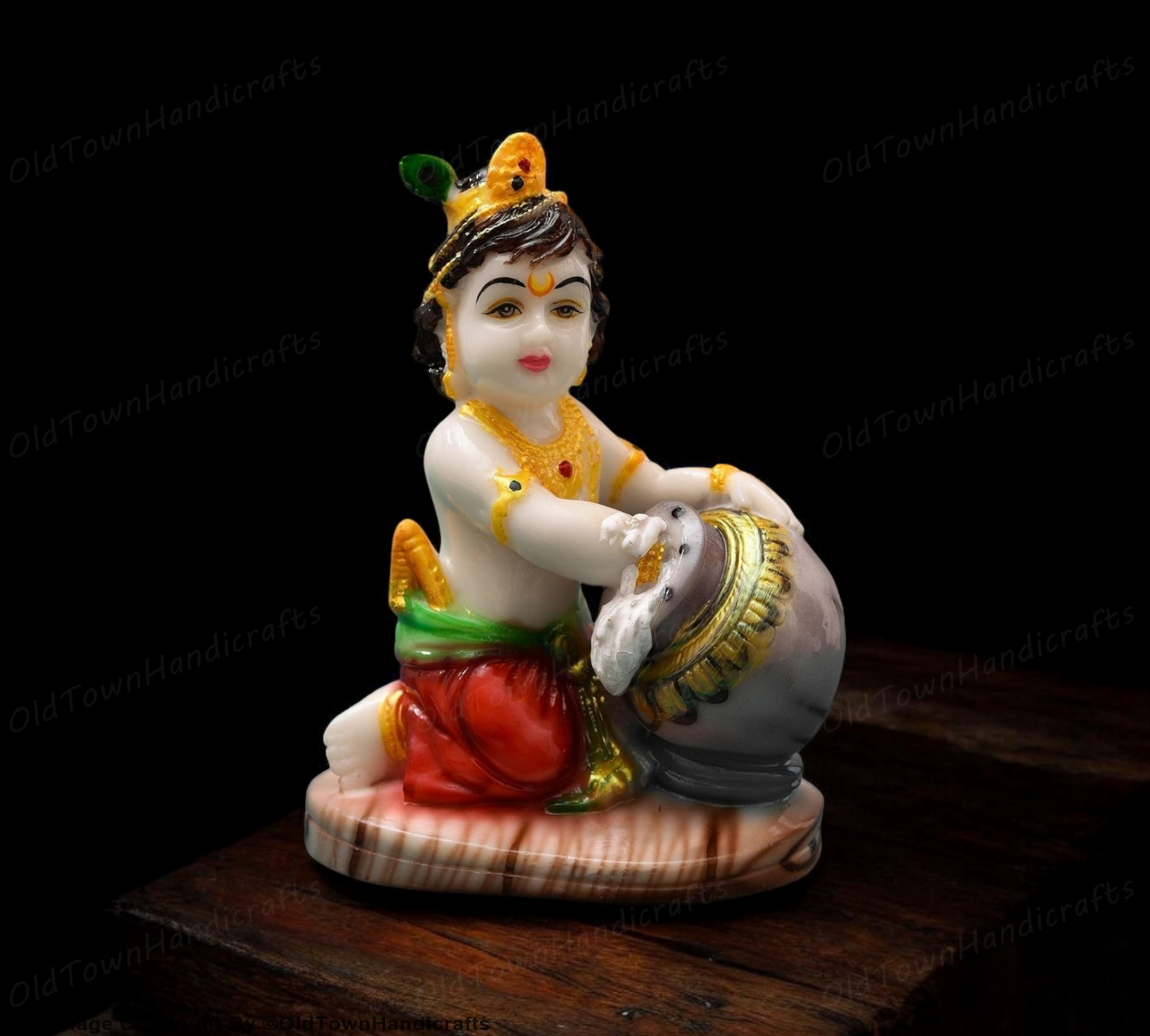 Polyresin Lord Krishna Idol with Dhai Handi Home Decor Showpiece for Pooja Room
