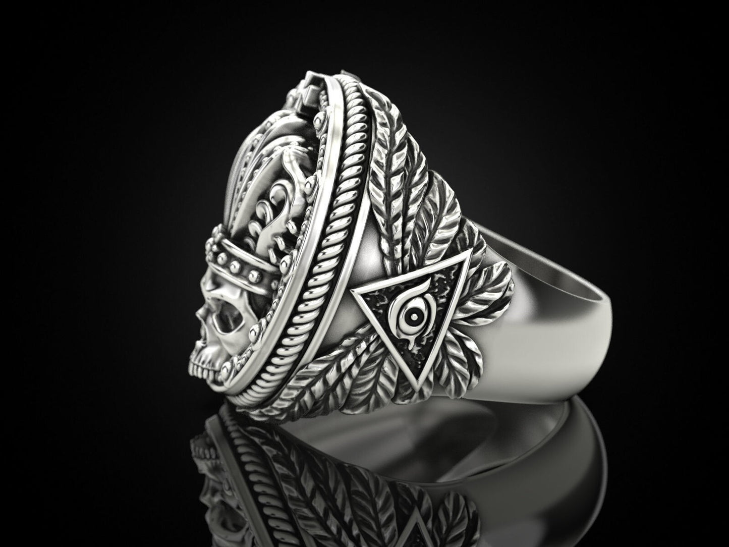 Mens Biker Gothic Skull Crown Ring 925 Sterling Silver Punk King Jewelry US5~ 15