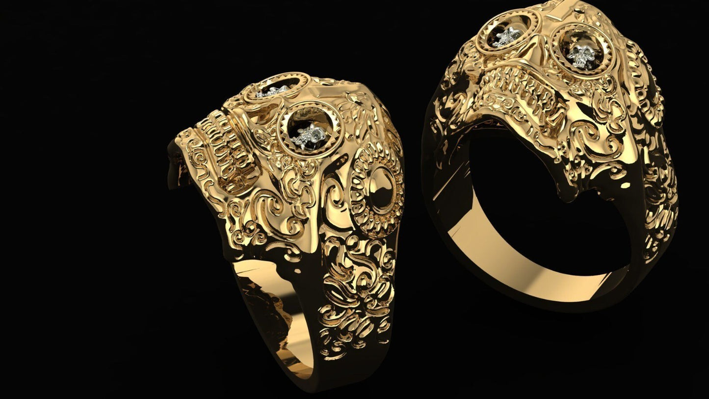 Punk Brass Day of the Dead Skull Ring Gothic Cross Biker Trend Style Ring US5~15