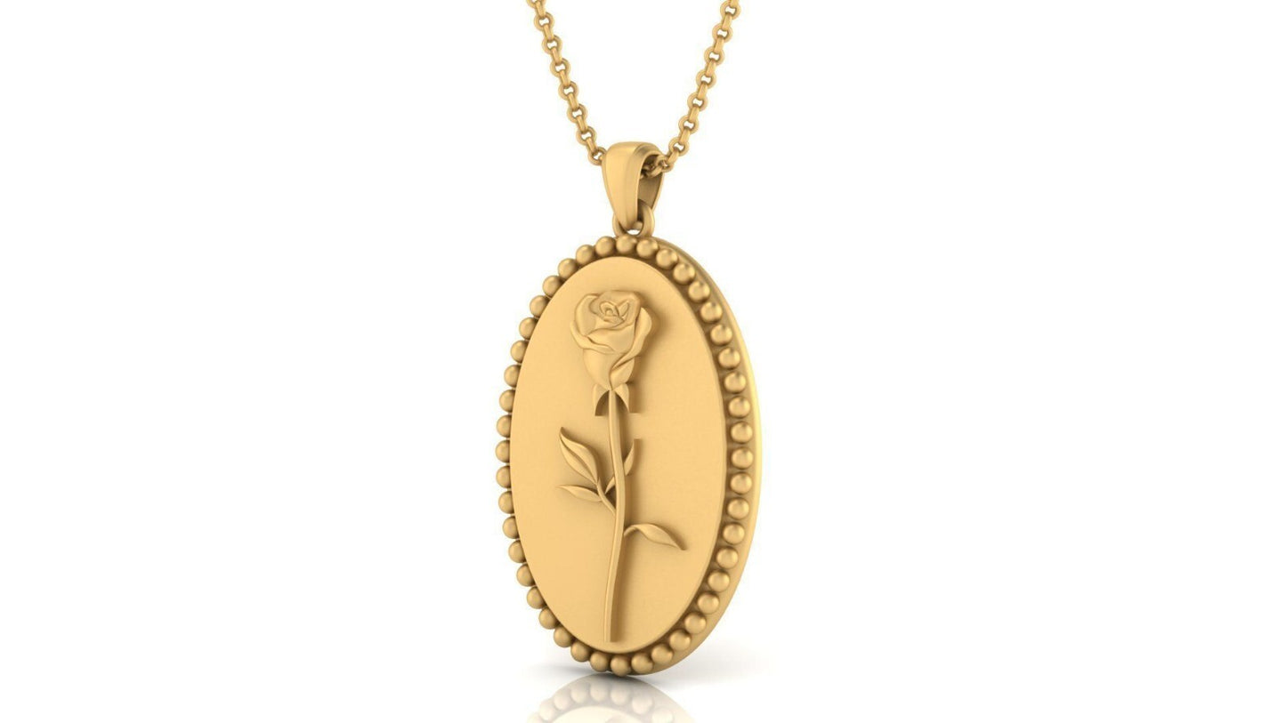 Vintage Rose Pendant Women Necklace Brass Choker Flower Charm Gift for Him Her