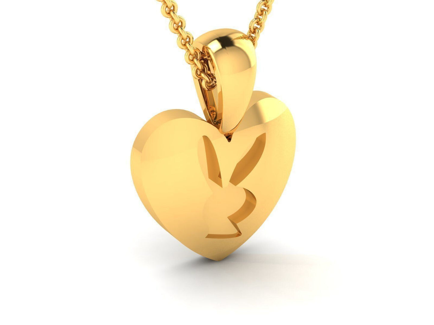 Playboy Bunny Heart Pendant Brass Waterproof Necklace Gift For Her Valentine Day