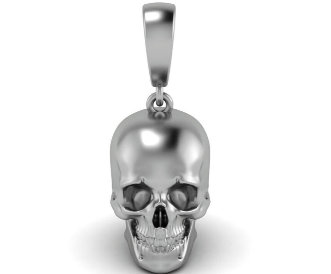 Silver Laughing Skull Pendant Skull Head Necklace Unique Gift For Family Friend