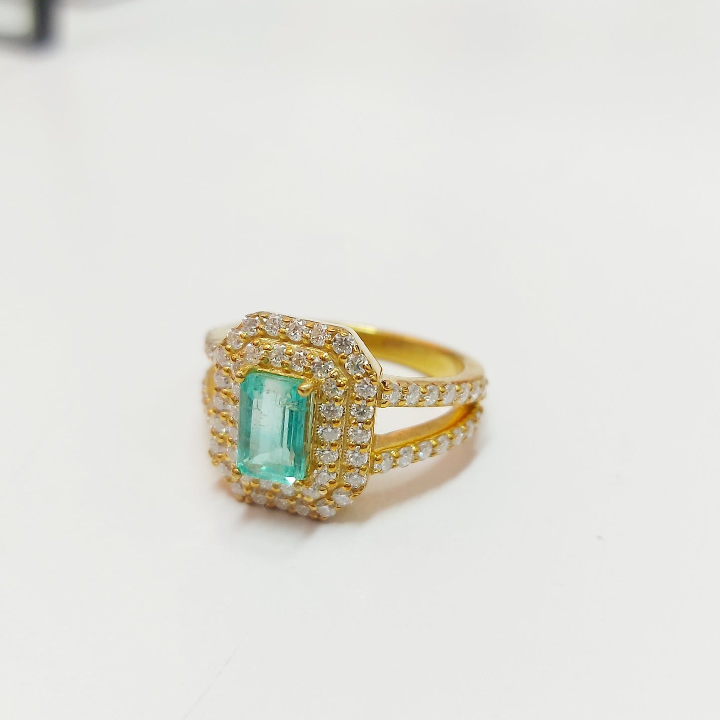 925 Silver Emerald Cut Green Emerald CZ Diamond Engagement Wedding Ring US5 ~15