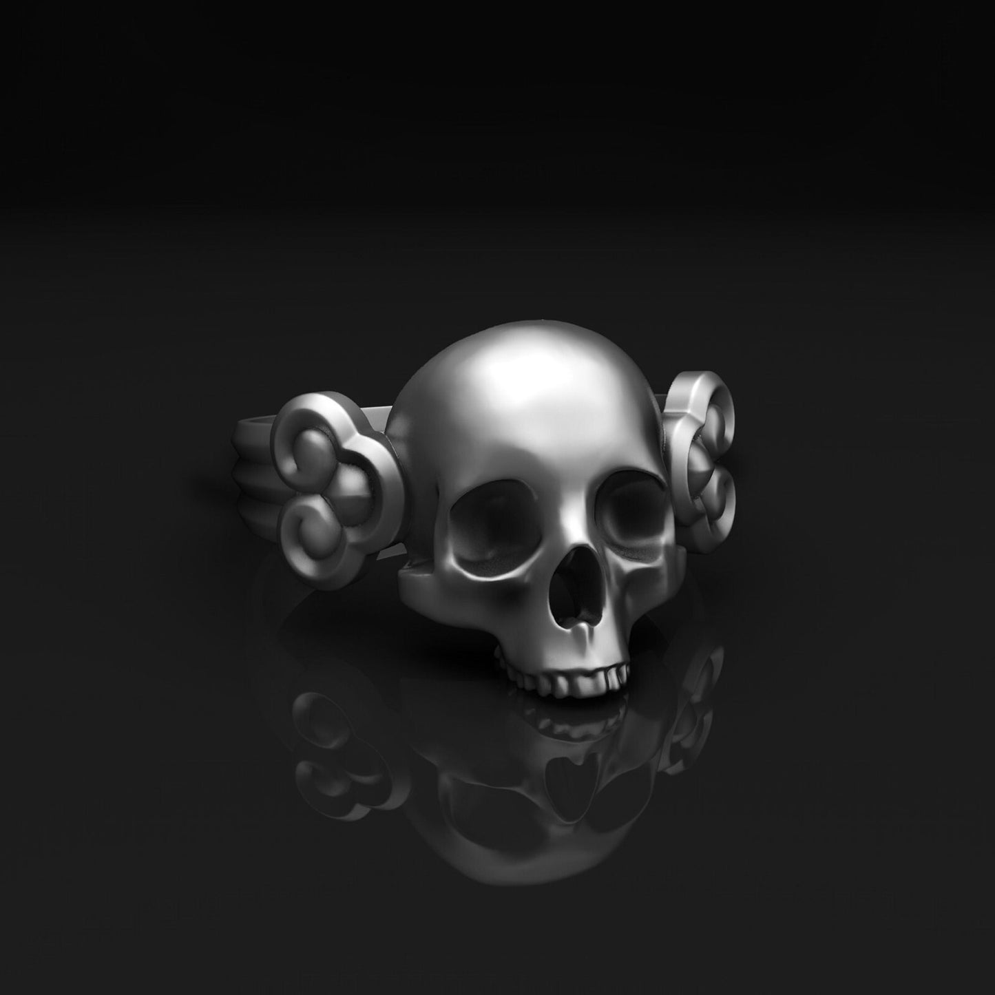 Dark Skull Ring 925 Silver Handmade Unique Bold Large Head Biker Ring Men US5~15