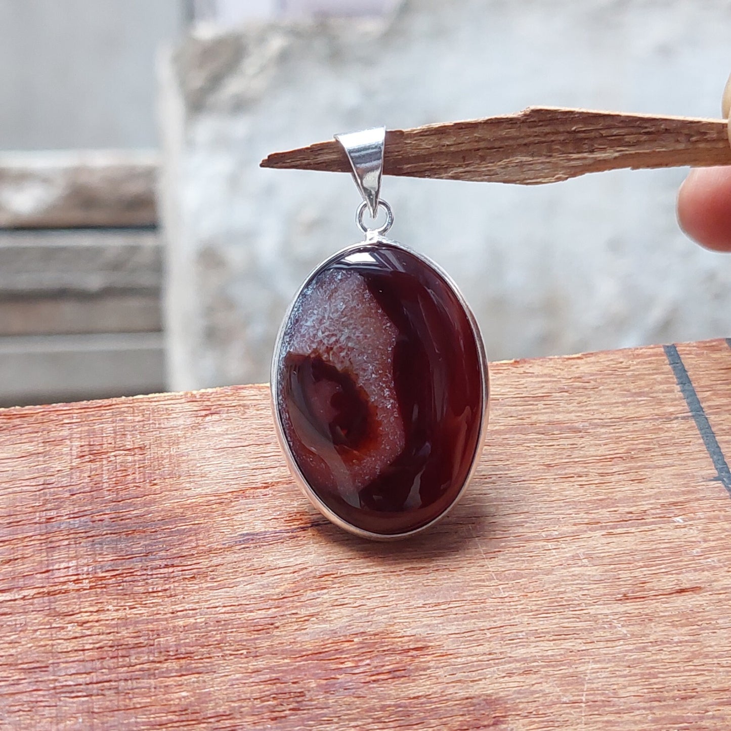 Beautiful Banded Agate Handmade 925 Sterling Silver Pendant,Jewelry Necklace