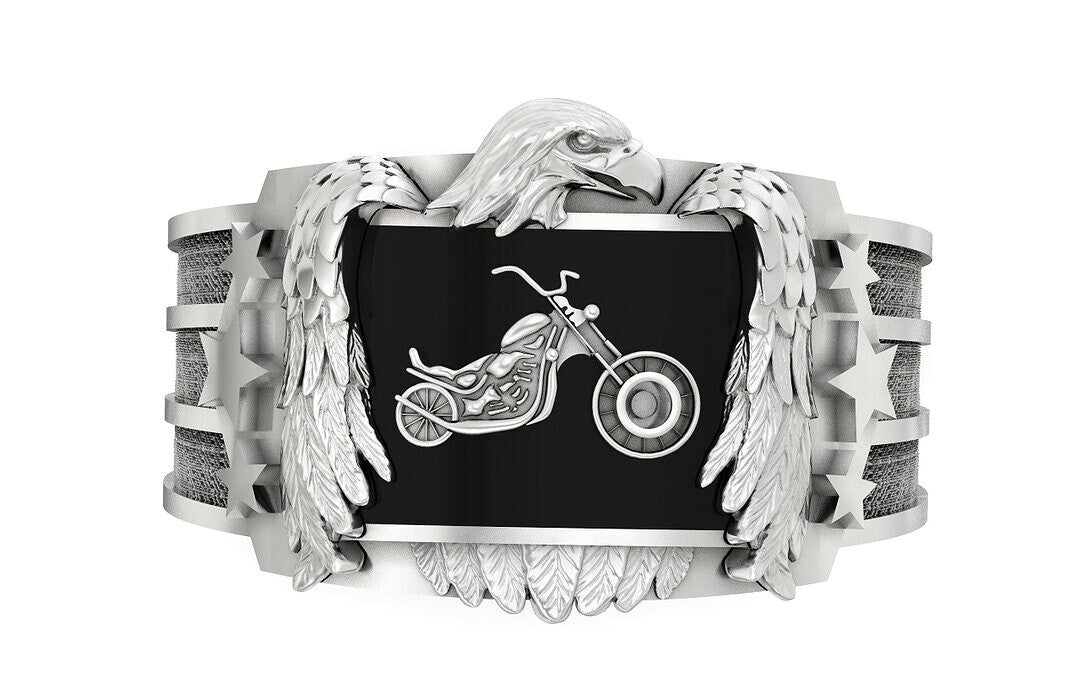 925 Silver Eagle Biker Ring Gothic Punk Signet Ring US5~15 Vintage Style Ring