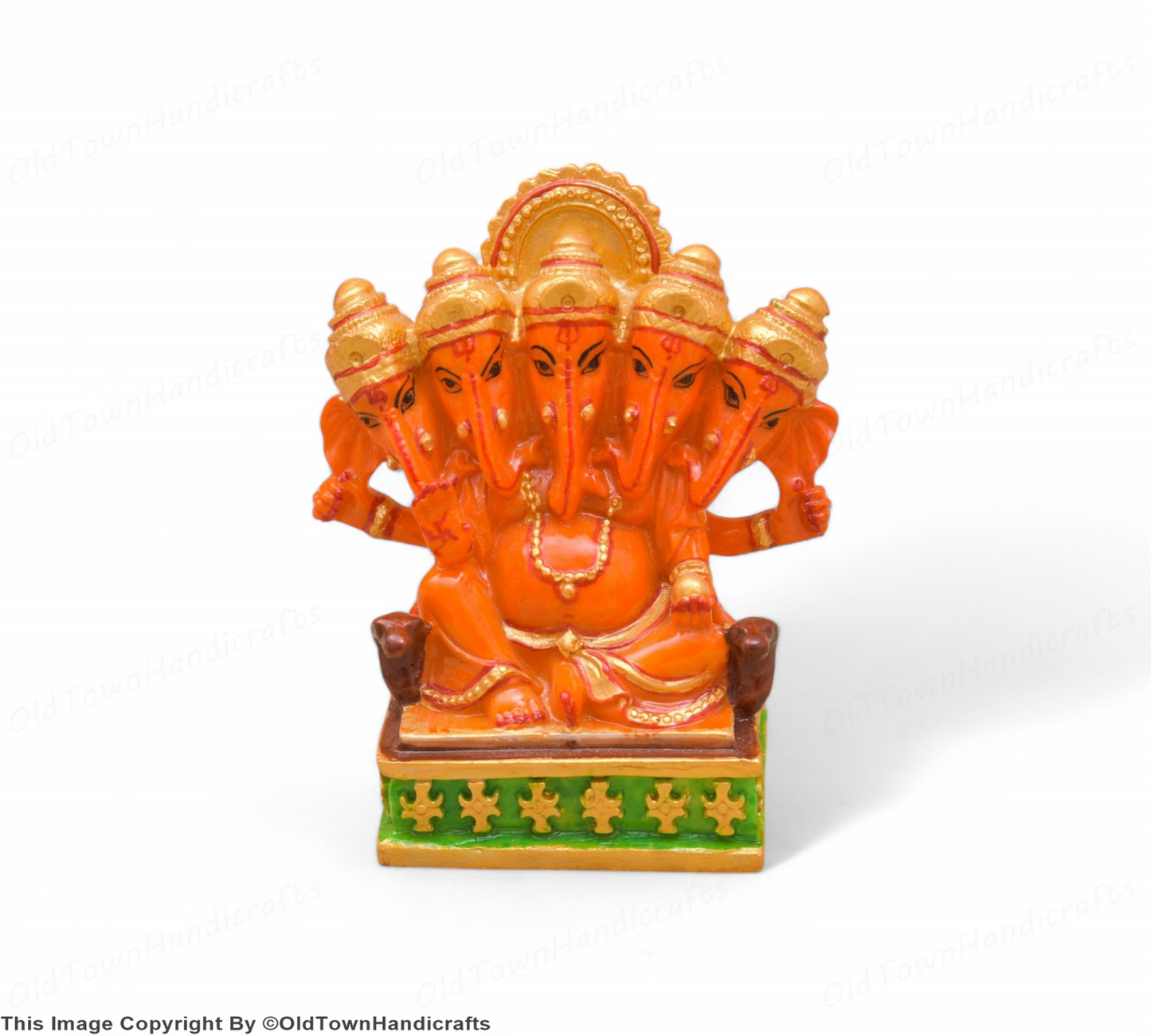 Handcrafted Panchmukhi Ganesh Ji Statue Polyresin Idol for Gift & Home Decor
