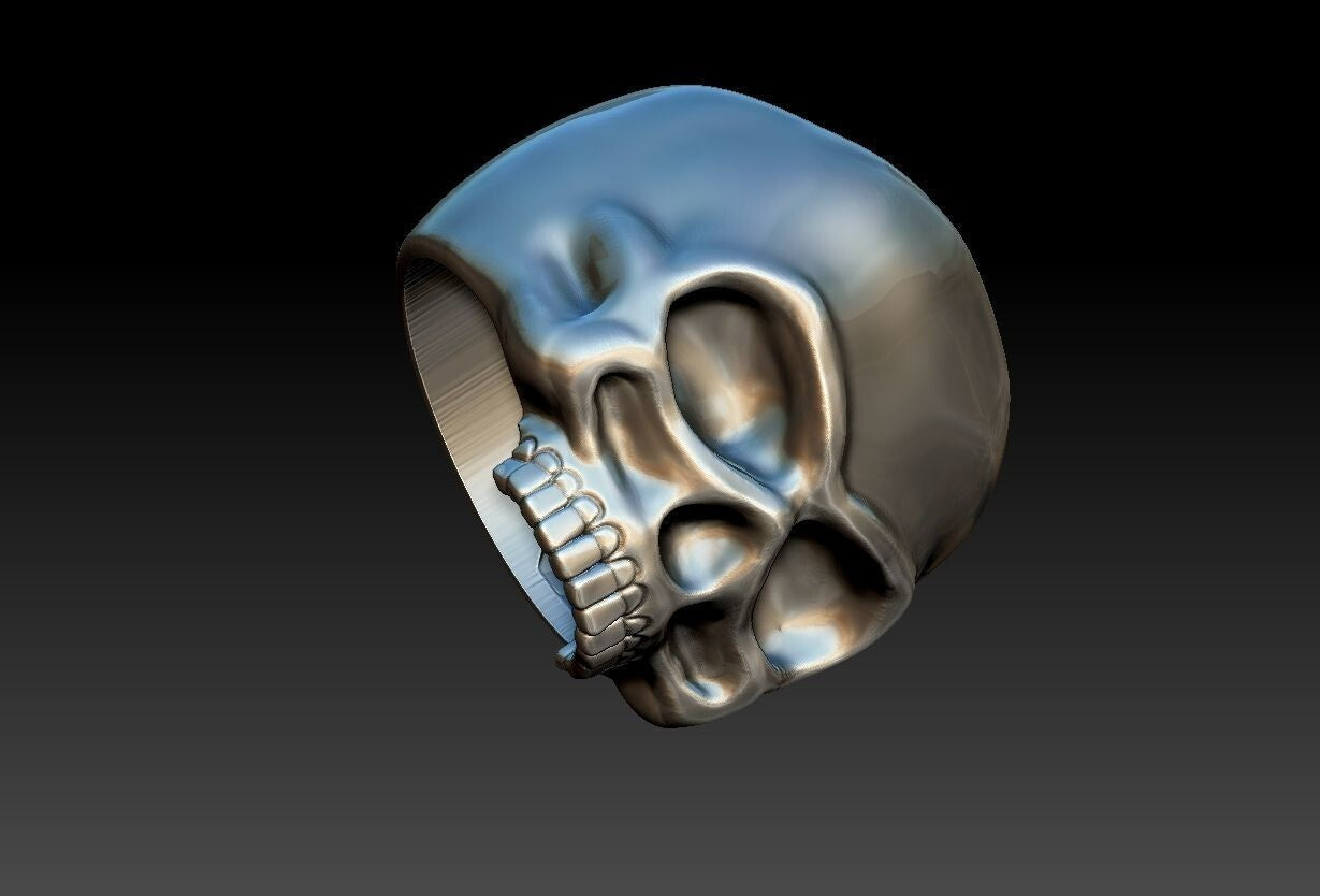 Keith Richards Skull Ring Silver Biker Rocker Gothic Men Women Gift Ring US5-15