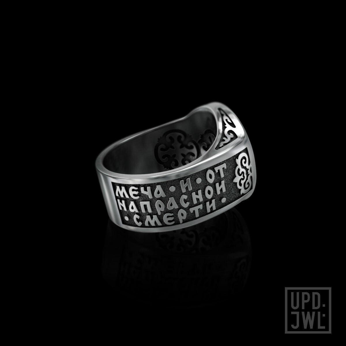 925 Silver Archangel Michael Christian Ring Saint Catholic Religious Ring Men