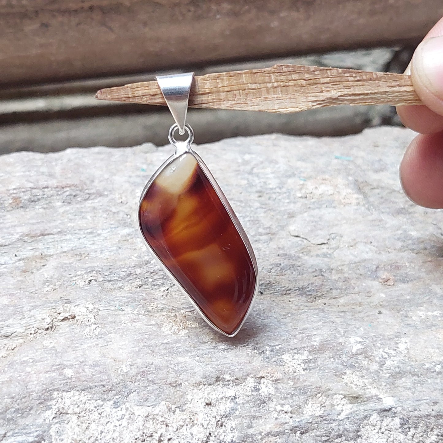 Fancy Brown Agate 925 Sterling Silver Pendant Necklace Unique Anniversary Gifts
