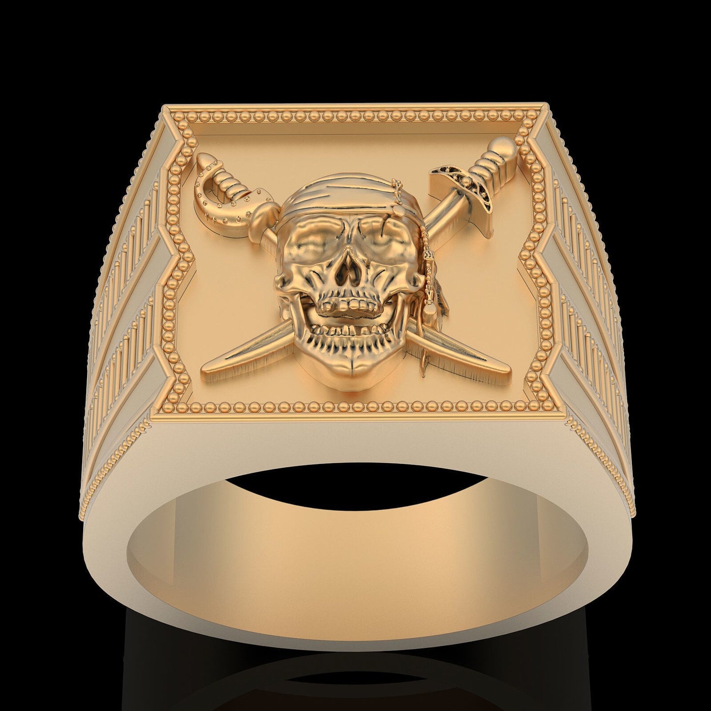 Gothic Pirate Skull Sword Cross Ring Brass Biker Vintage Men Jewelry Gift US5~15