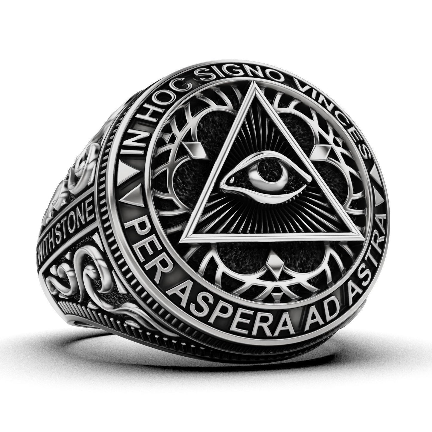 Masonic Freemason Third Eye 925 Sterling Silver Men's Biker Ring US7-15 Gift Men