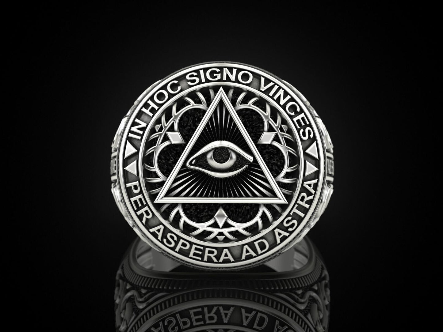 Masonic Freemason Third Eye 925 Sterling Silver Men's Biker Ring US7-15 Gift Men