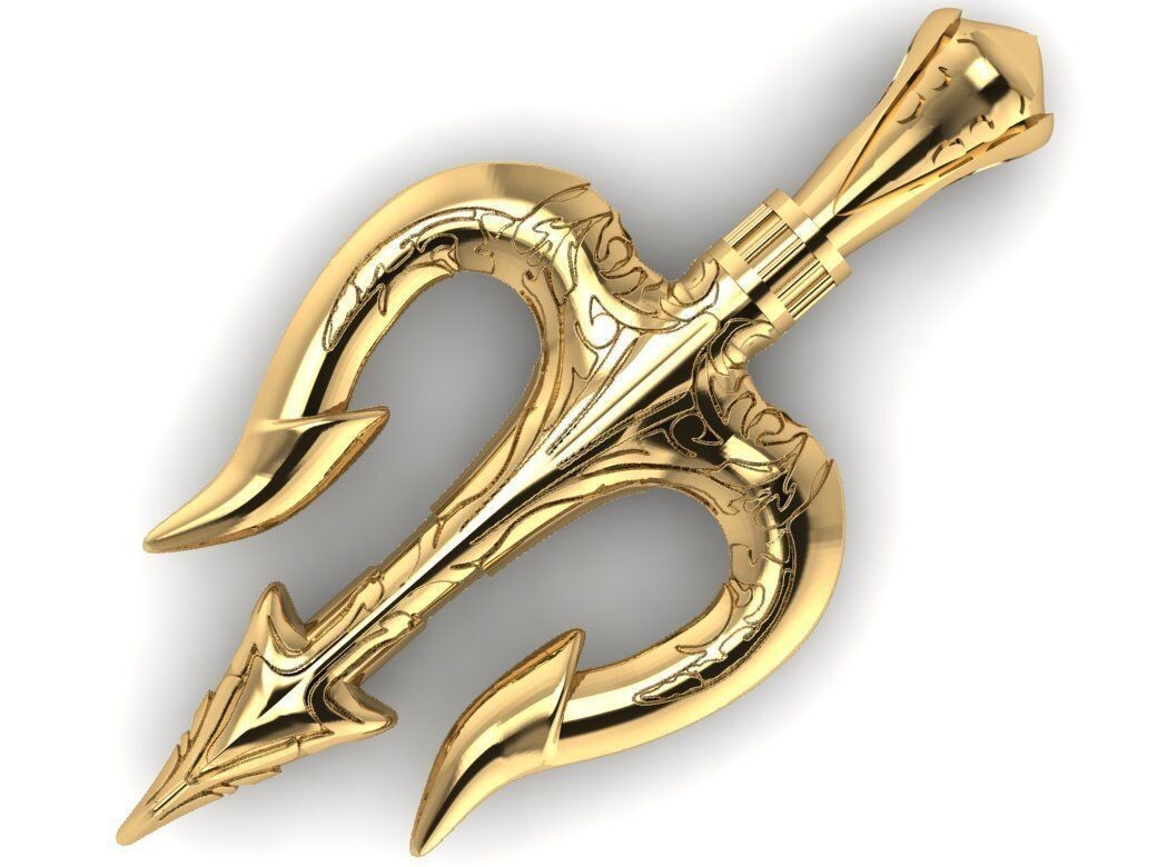 Brass Hindu Shiva Trishul Pendant Temple Pooja Lord Shiva Trident Jewelry Men