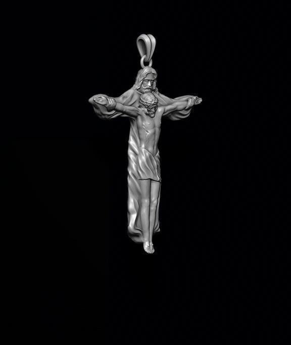 Silver Jesus With Holy Cross Pendant Jesus Necklace Wedding Gift For Men Women