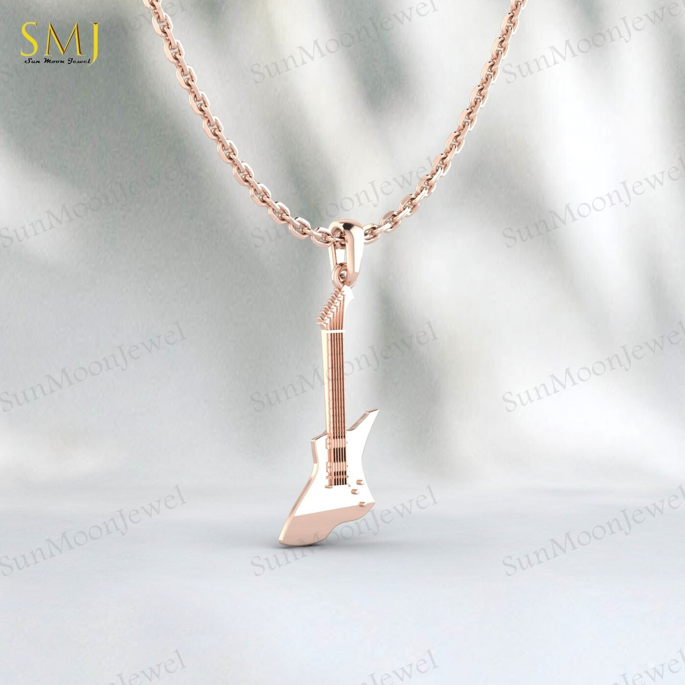 Guitar 925 Sterling Silver Pendant Guitar Lovers Necklace Pendant