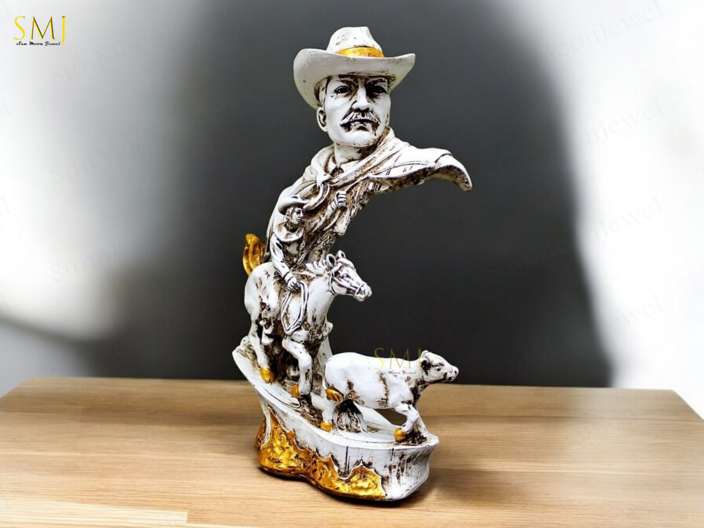 Cowboy with Horse Home Decor Showpiece Cowboy Statue Cowboy with Horse Gift