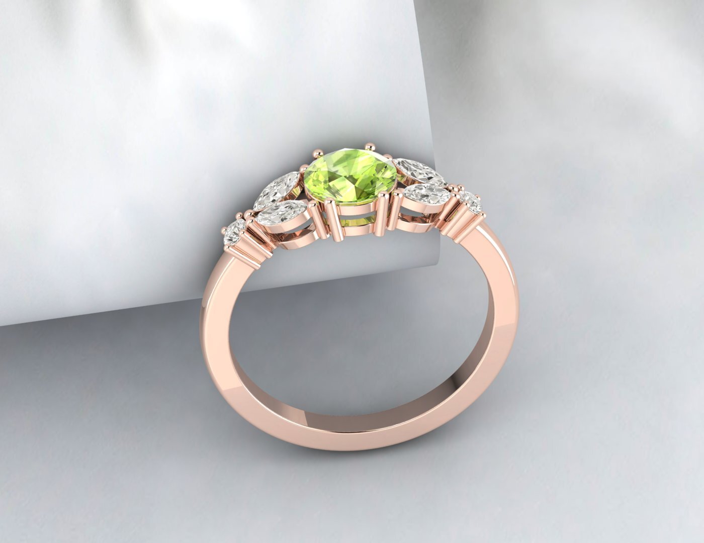 Natural Green Peridot Ring 925 Sterling Silver Leaf Ring Women Wedding Gift