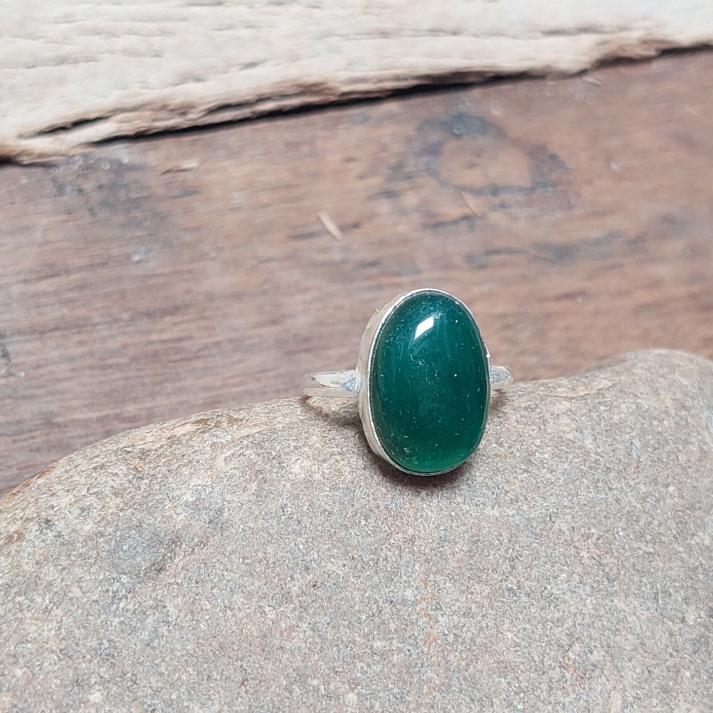 Oval Green Onyx Men's Ring,925 Sterling Silver Handmade Ring,Gift for Him
