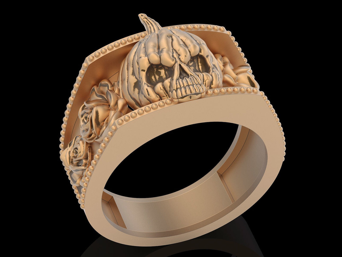 Custom Brass Pumpkin Skull Ring Gothic Jewelry Biker Skull Men and Women Us5~15
