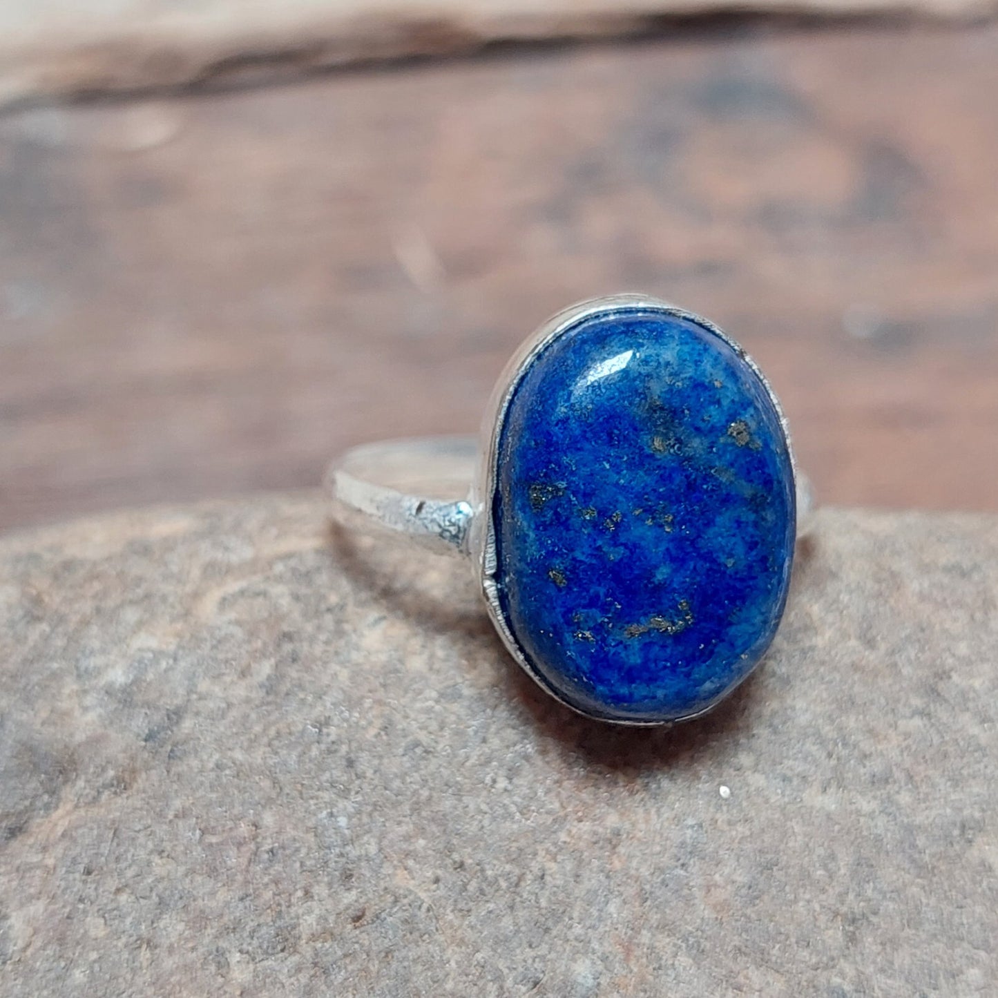 925 Sterling Silver Lapis Oval Stone Ring,Blue Lapis Lazuli Stone Men's Ring