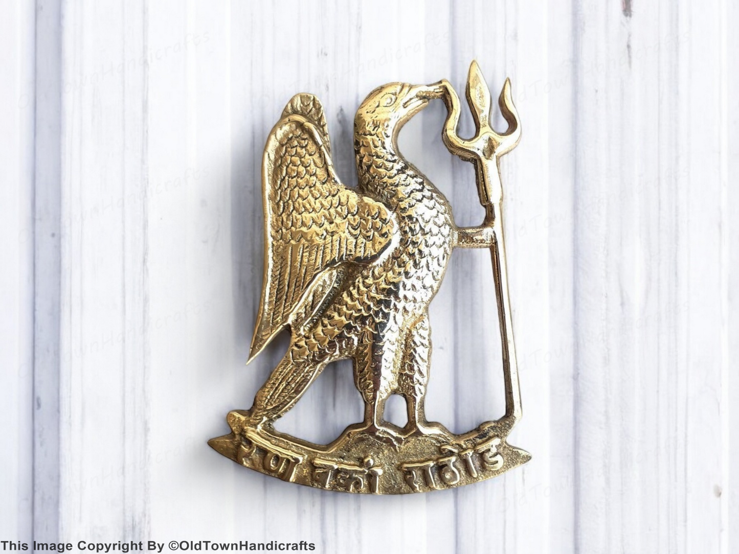 Brass Ran Banka Rathore Eagle Holding Trishul Wall Hanging Decor