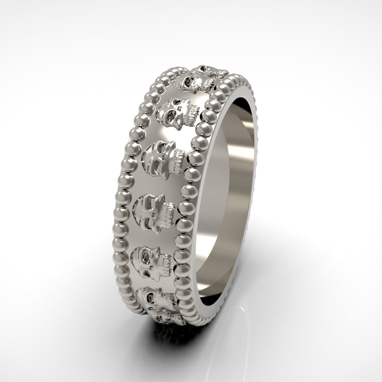 Gothic Skull Wedding Engagement Eternity Band 925 Silver Biker Skull Ring US5~15