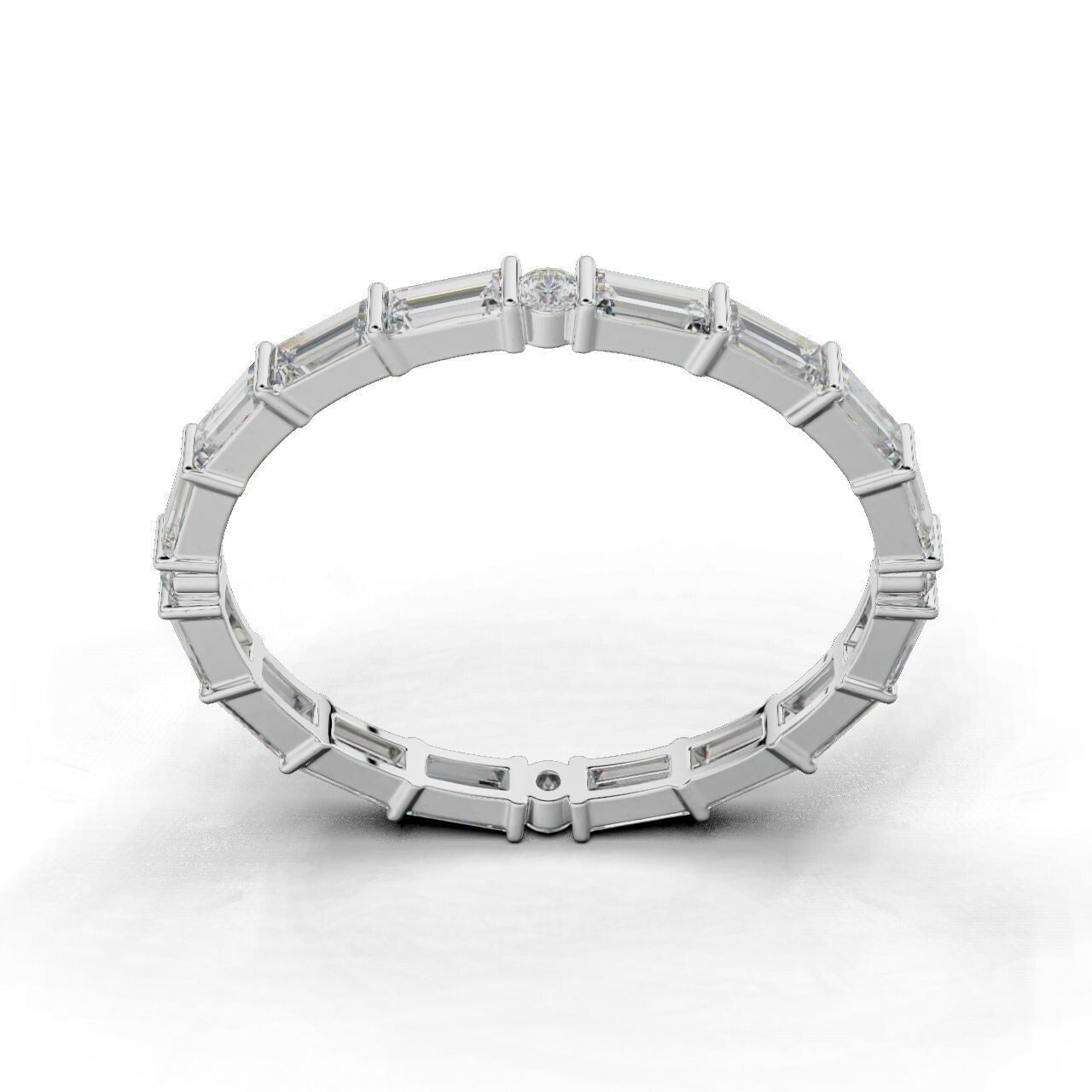 Baguette Moissanite Eternity Band Silver Baguette Wedding Gift Women Ring US5~15