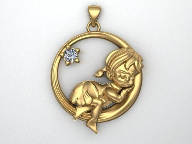 Brass Baby Pendant Cradle Angel Charm Love Cupid Lullaby DIY Jewelry Pendant