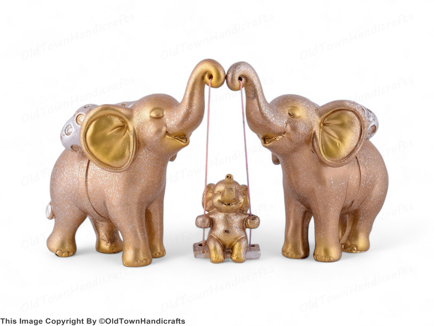 Set of 3 Golden Elephant Showpieces for Home Office Decor Elegant Gift Idea