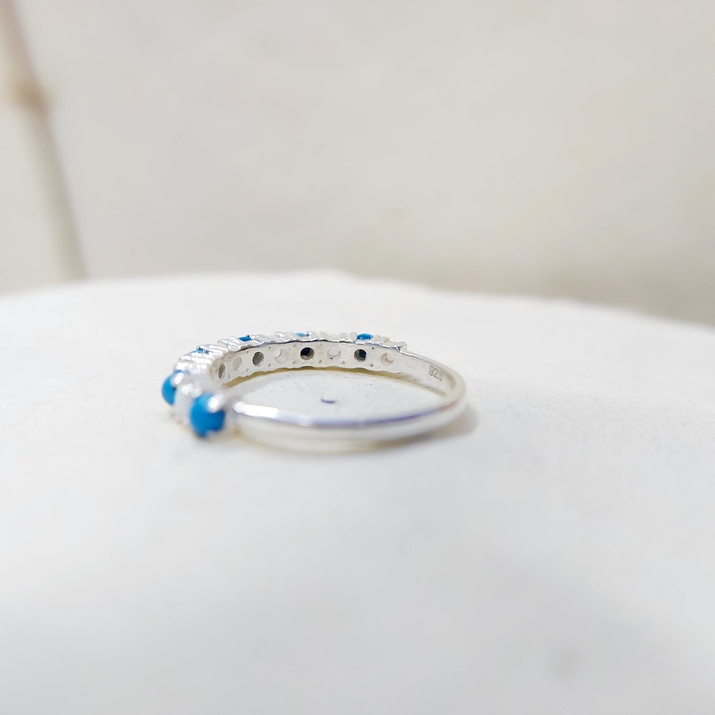 Turquoise Opal Eternity Wedding Band 925 Silver Natural Gem Women Ring Us5~ 15