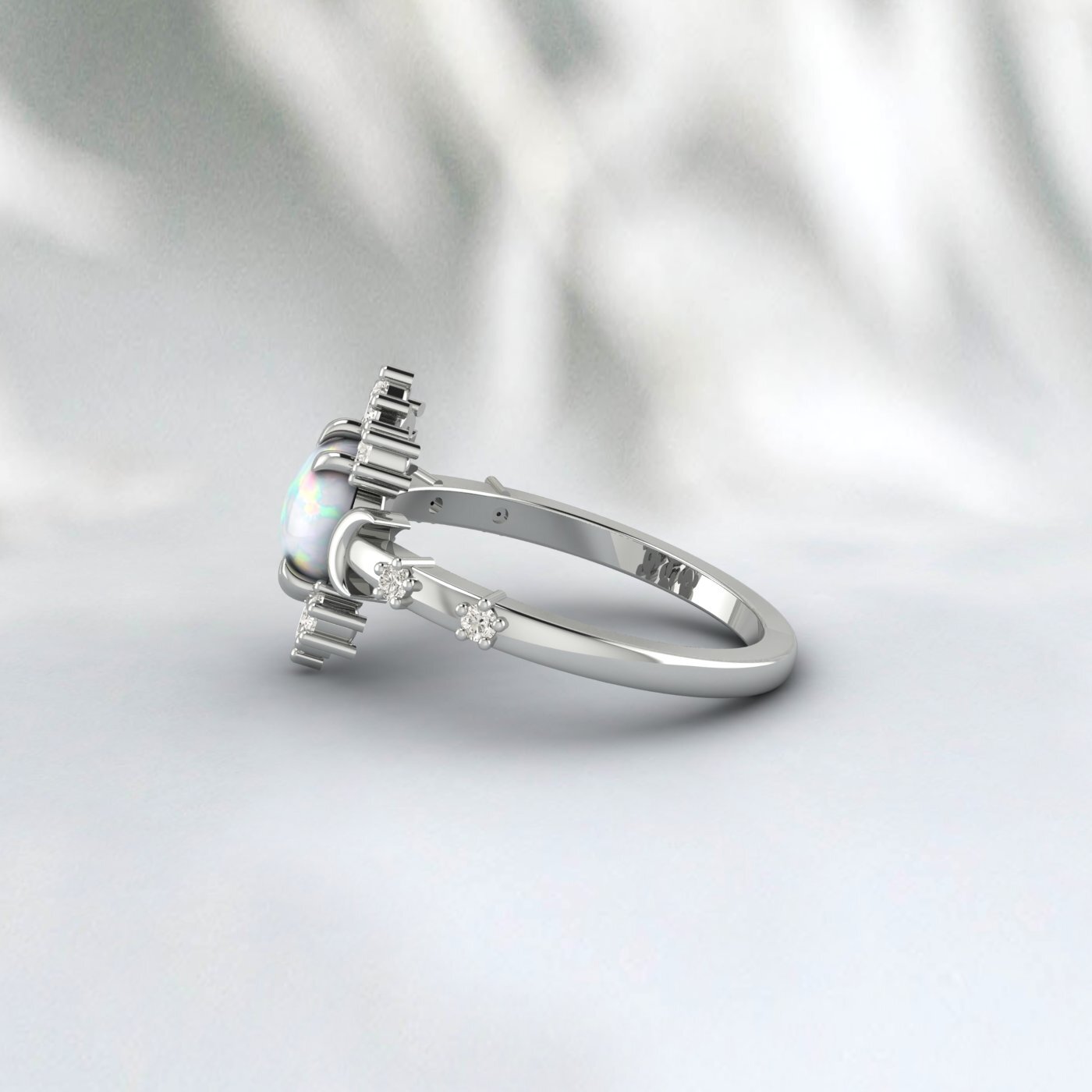 Natural Opal Engagement Ring 925 Sterling Silver Fire Opal Ring Gift For Her