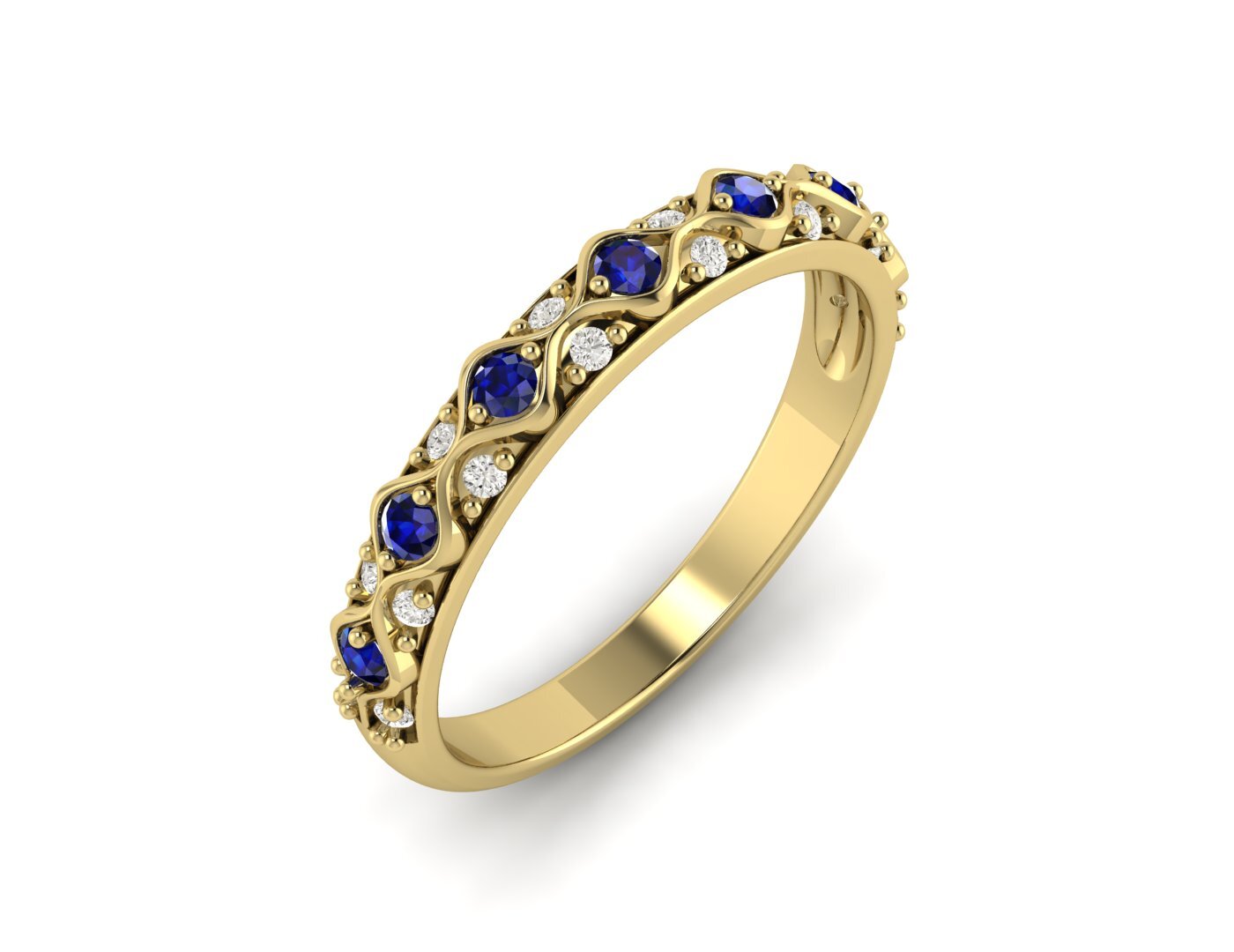 Sapphire Cz Diamond Wedding Band Fine Silver Antique Vintage Band Lab Created