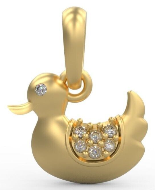 Cute Duck Brass Pendant Necklace Animal Lover Charm Gift Baby CZ Baby Pendant