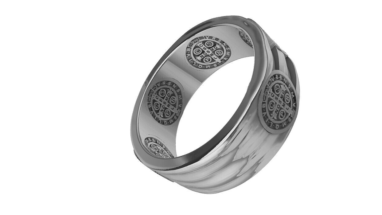 925 Sterling Silver Saint Benedict Ring US5 ~15 Religious Signet Women Men Ring
