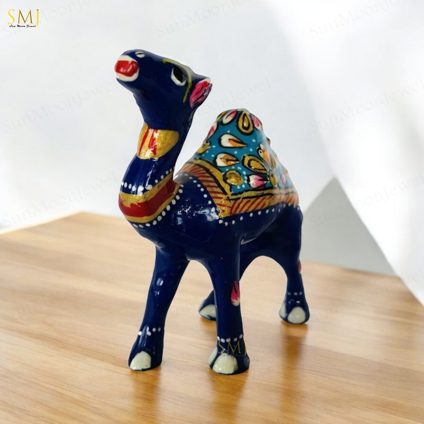 Handcrafted Camel Figurine Camel Metal Embossed Sculpture Meenakari Decor Art