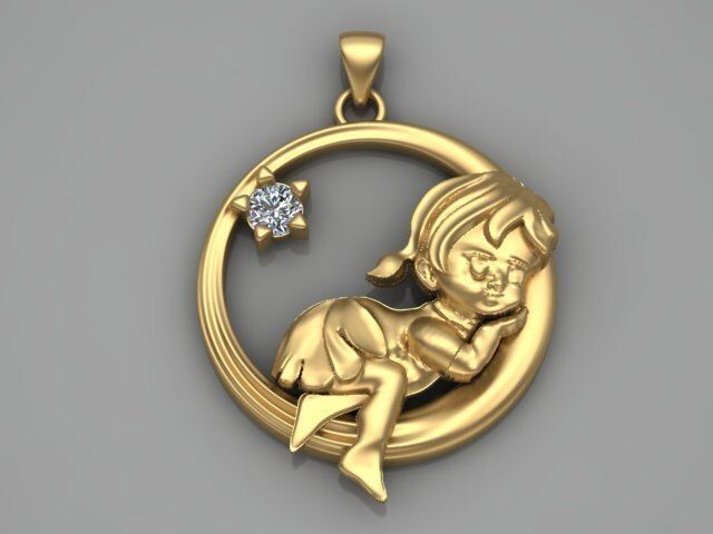 Brass Baby Pendant Cradle Angel Charm Love Cupid Lullaby DIY Jewelry Pendant