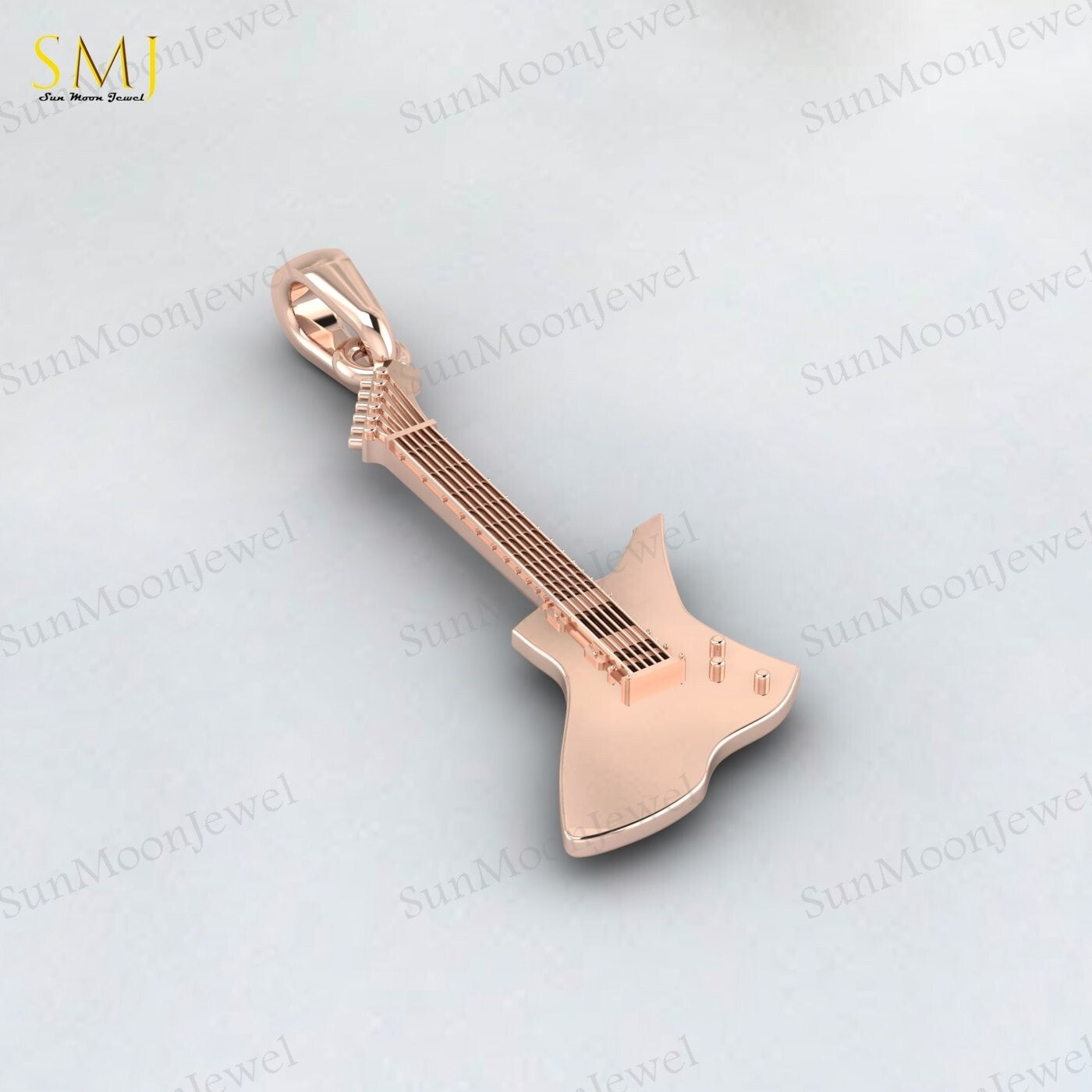 Guitar 925 Sterling Silver Pendant Guitar Lovers Necklace Pendant