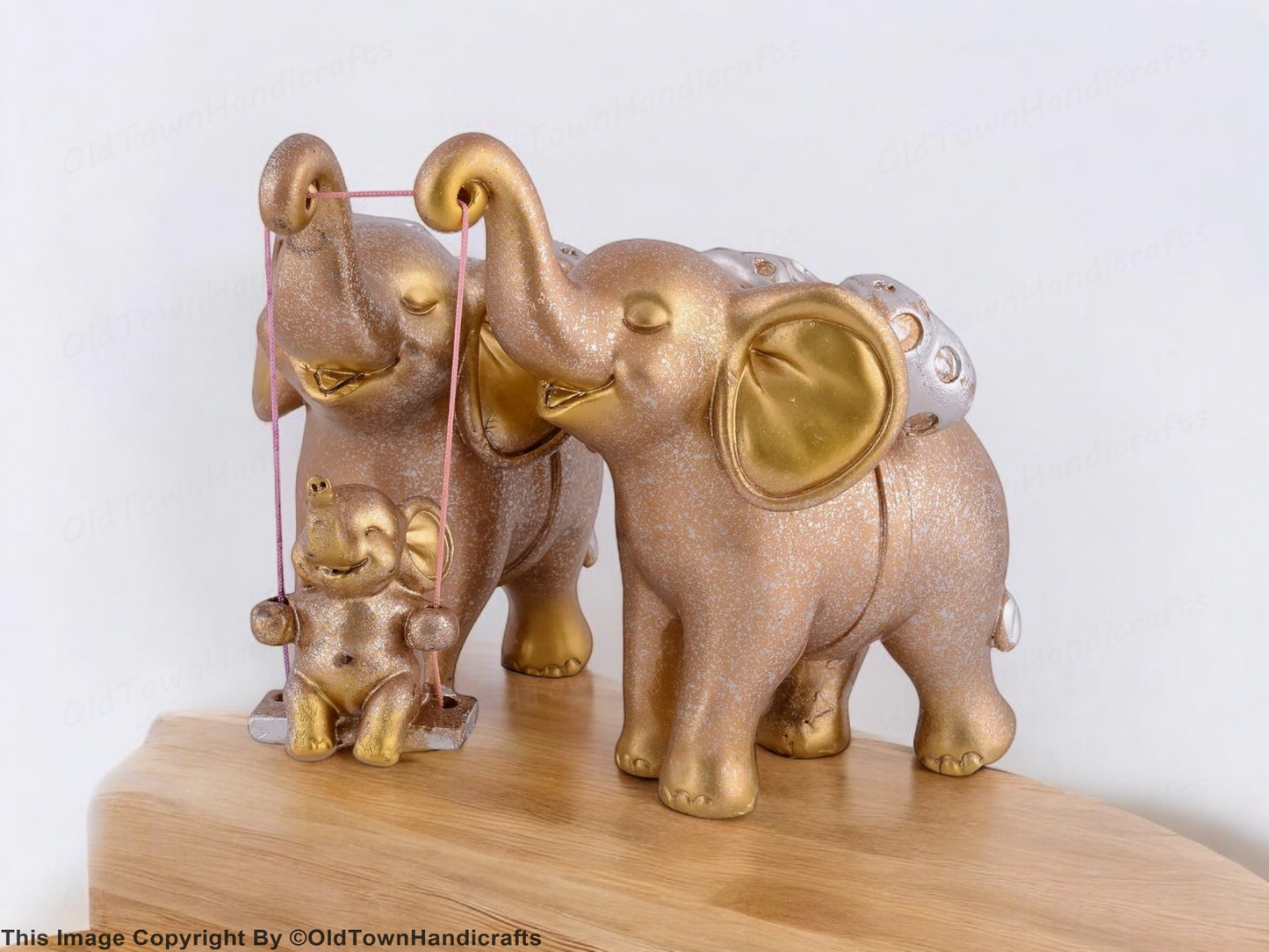 Set of 3 Golden Elephant Showpieces for Home Office Decor Elegant Gift Idea