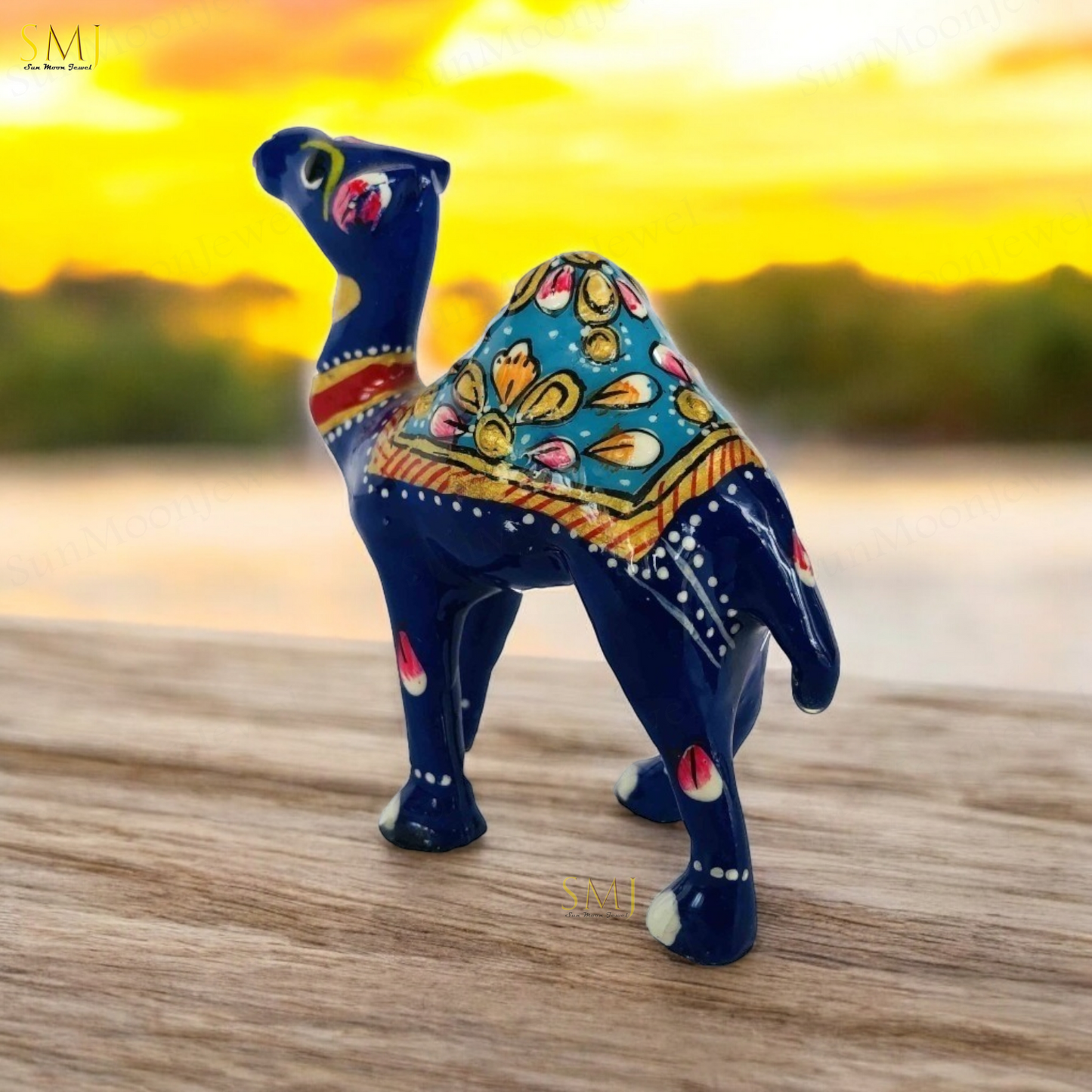 Handcrafted Camel Figurine Camel Metal Embossed Sculpture Meenakari Decor Art