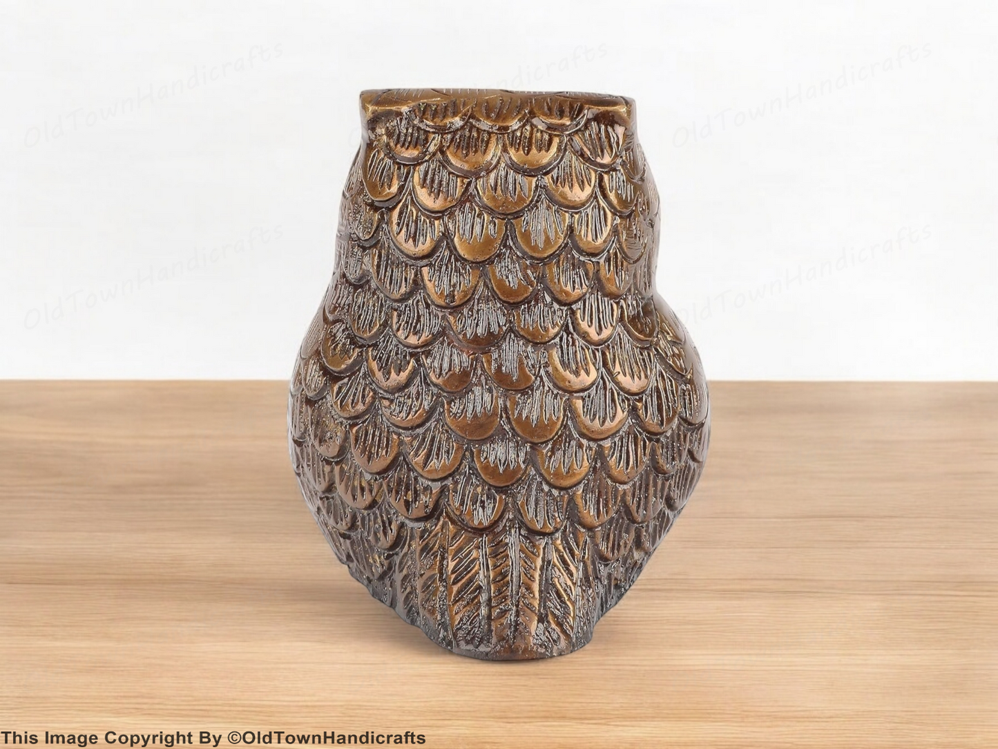 Handmade Brass Owl Statue Ethnic Design Decor for Home Office Unique Gift