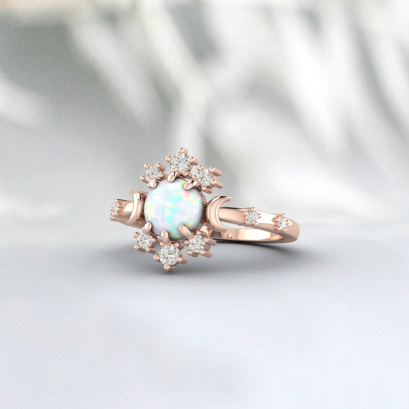 Natural Opal Engagement Ring 925 Sterling Silver Fire Opal Ring Gift For Her