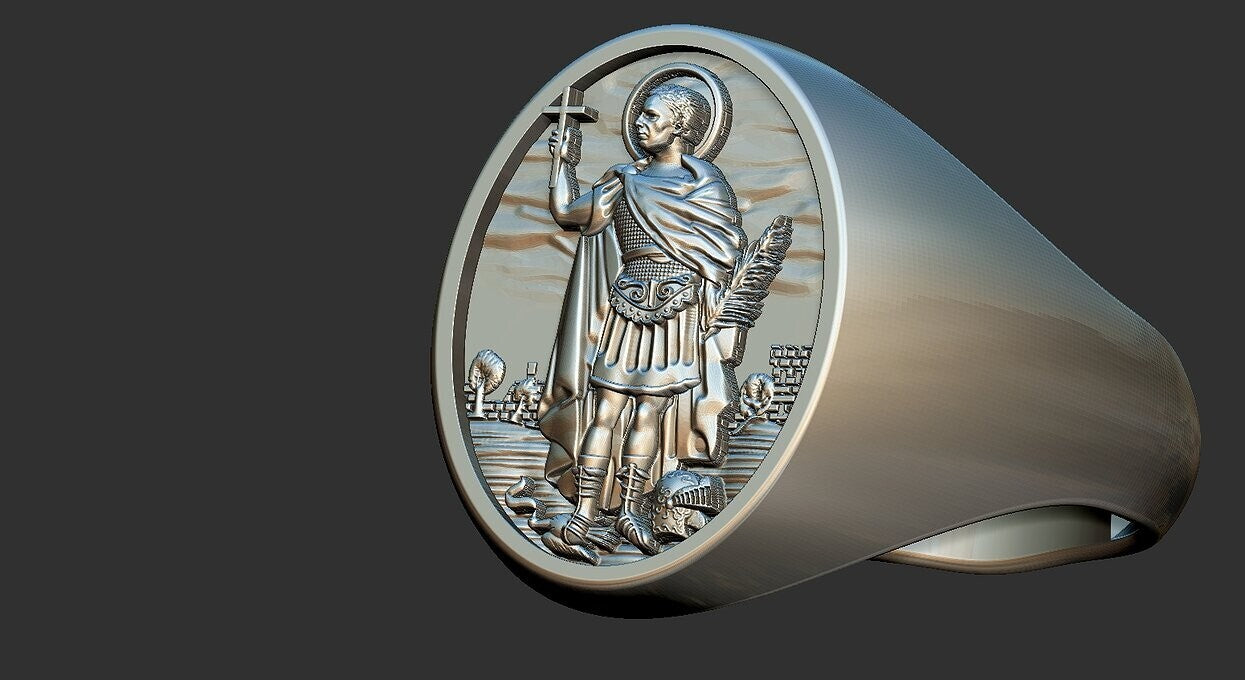925 Sterling Silver Saint Expeditious Ring US5~15 Saint Benedict Santos Ring