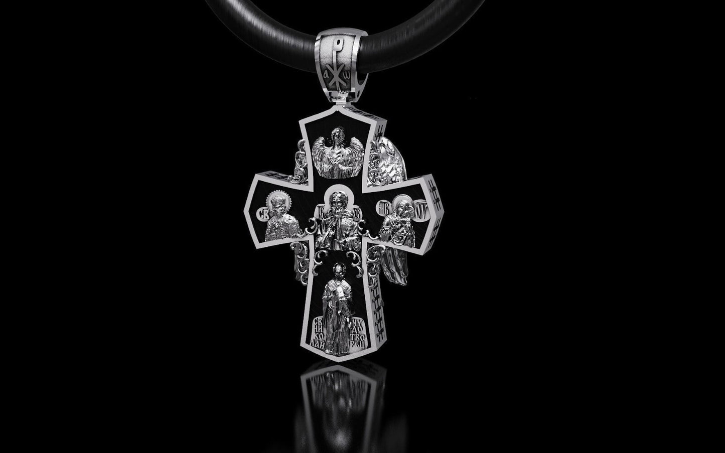 Saint Michael Archangel Cross Pendant Necklace Wings Gift For Men Women Necklace