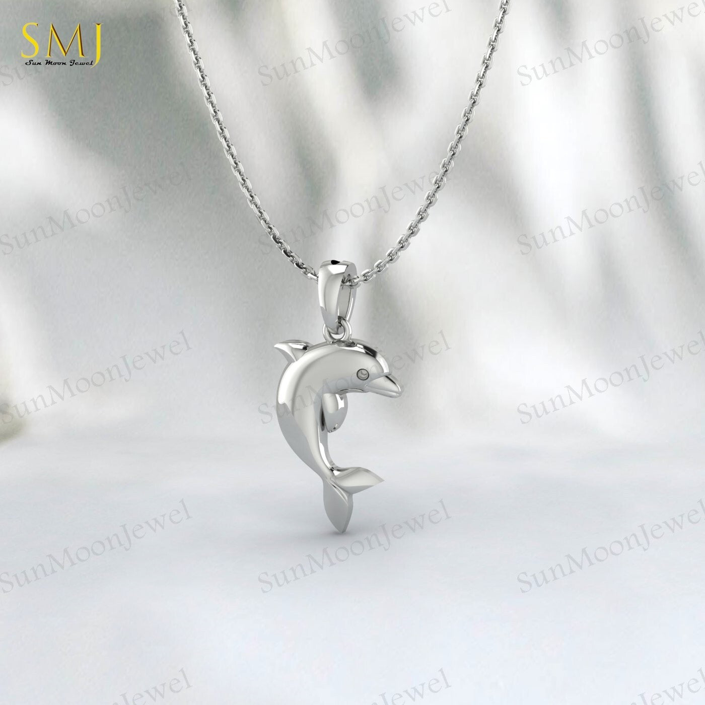 925 Sterling Silver Dolphin Necklace Dolphin Charm Pendant Ocean Animal Dolphin